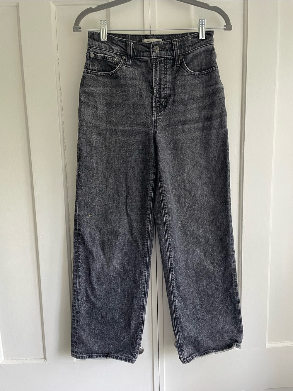 Madewell Jeans The Perfect Vintage Wide Leg Crop Jean Faded Black Denim Size 25
